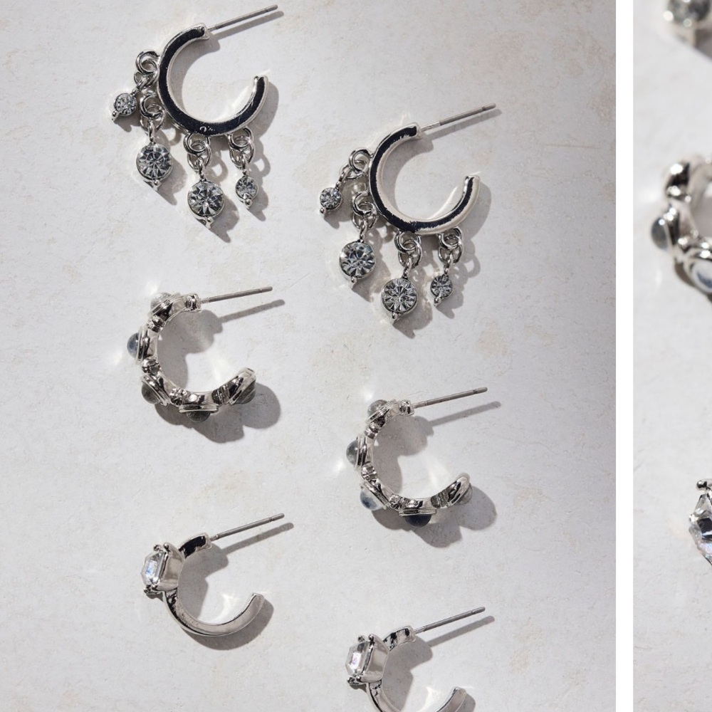 New! Silver Garland Hoop Earring Set NWT (1036)